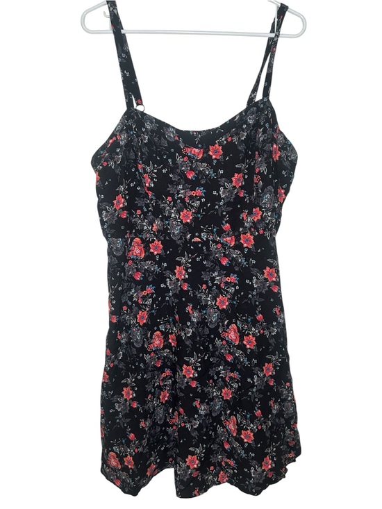 torrid Dresses & Skirts - Torrid Black Floral Dress Midi Cami Tank Red Blue Accents Summer Fall Casual 2X
